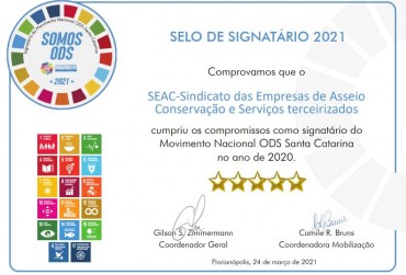 SEAC-SC recebe Selo Signatário do Movimento ODS-SC